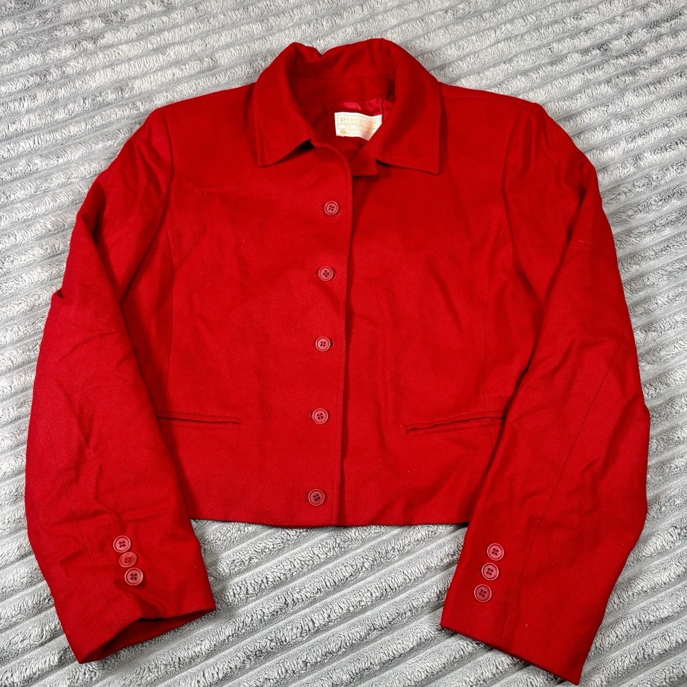Pendleton Red Cropped Wool Blazer